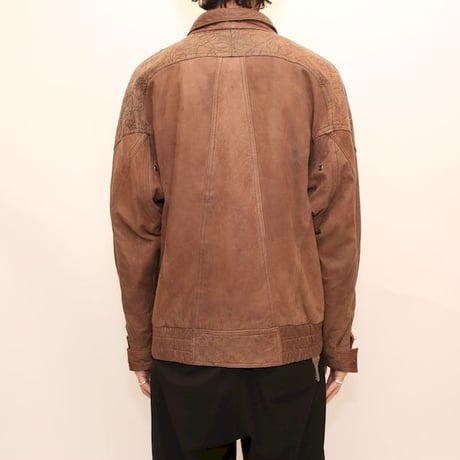 Patchwork Design Brown Leather Jacket