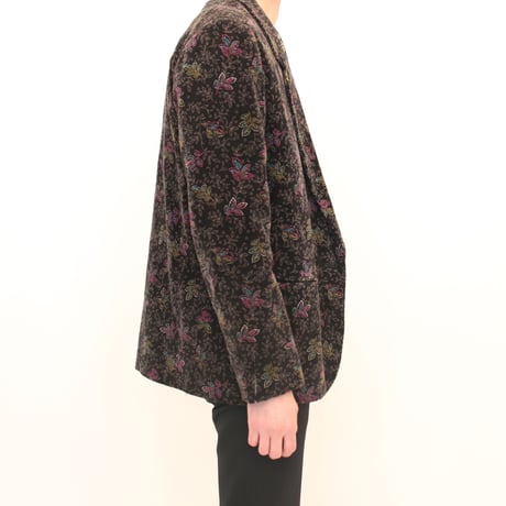 Flower Pattern Velvet Tailored Jacket