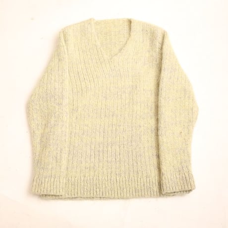 Mohair Blend V-Neck Knit Sweater Made in France