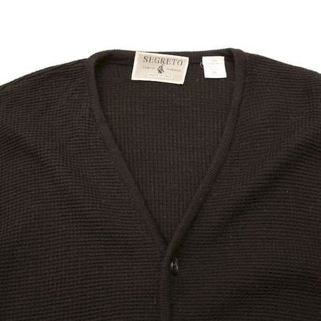Merino Wool Black Knit Cardigan MADE IN ITALY