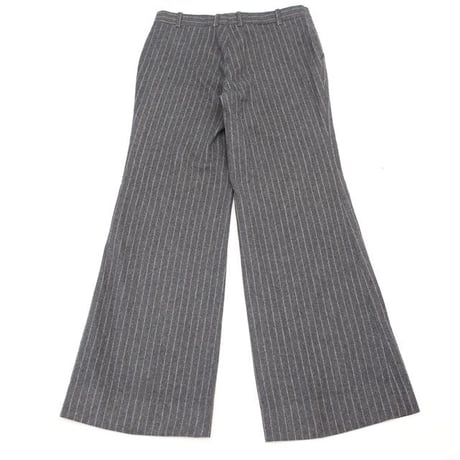Striped Pattern Wide Flared Wool Slacks Pants