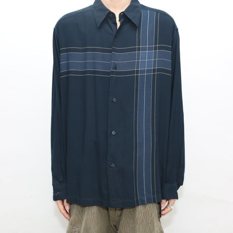 Cross Pattern Rayon L/S Shirt