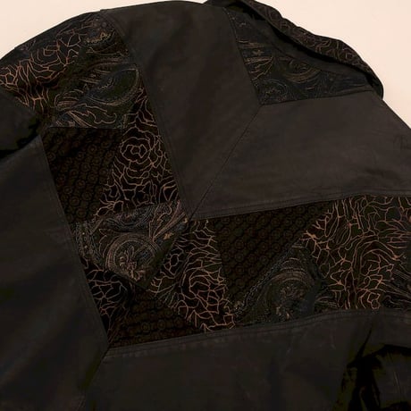 Patchwork Design Black Leather Jacket