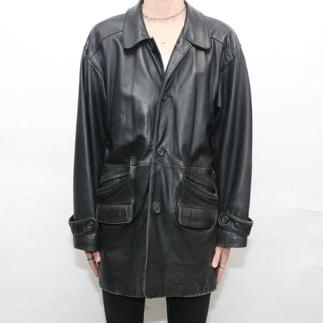 Black Lamb Leather Half Coat