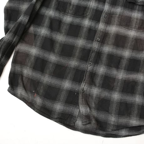 Ombre Plaid Flannel Shirt "Black × Gray"