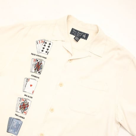 Nat Nast Poker Embroidery Open Collar Silk S/S Shirt
