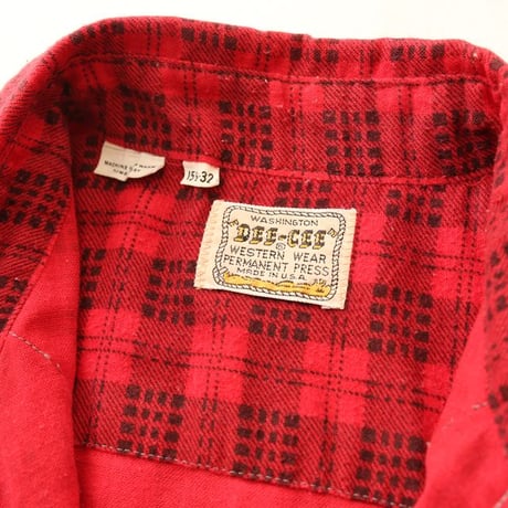 70's WASHINGTON DEE-CEE Plaid Print Flannel Western L/S Shirt