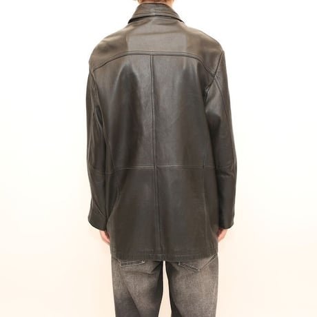 Black Leather Coat Loose Silhouette