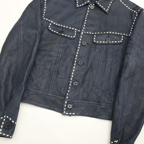 Stitch Design Leather Trucker Jacket
