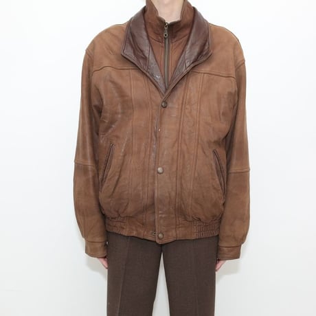 Layered Gimmick Brown Leather Jacket