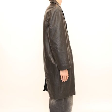 Black Leather Coat Loose Silhouette
