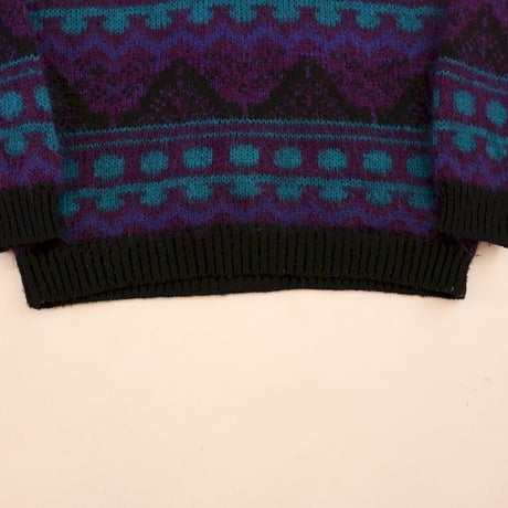 Patterned Mohair Wool Knit Sweater