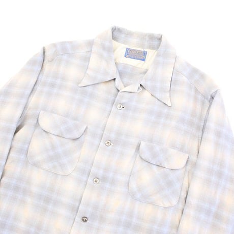 70's Pendleton Open Collared Check Wool L/S Shirt