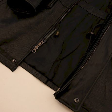 Bostonian Stand Collared Black Lamb Leather Coat