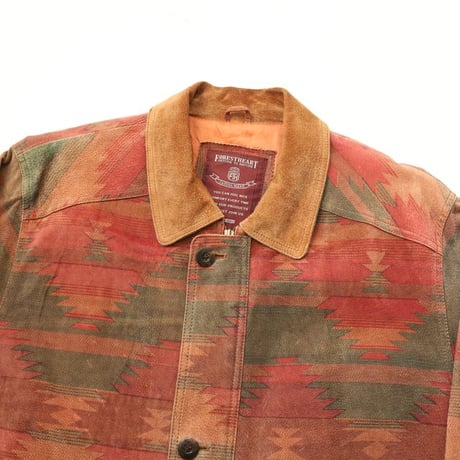 Native Pattern Suede Coat