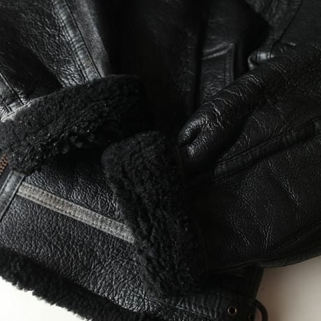 B-3 Mouton Leather Jacket Black