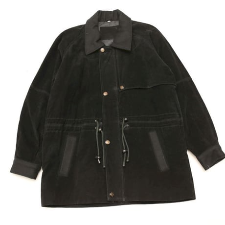 Black Suede Leather Coat