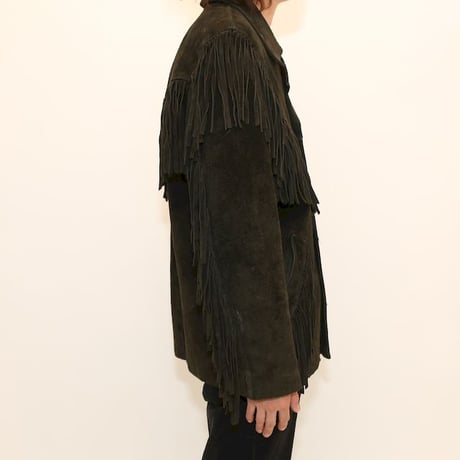 Black Suede Fringe Leather Jacket