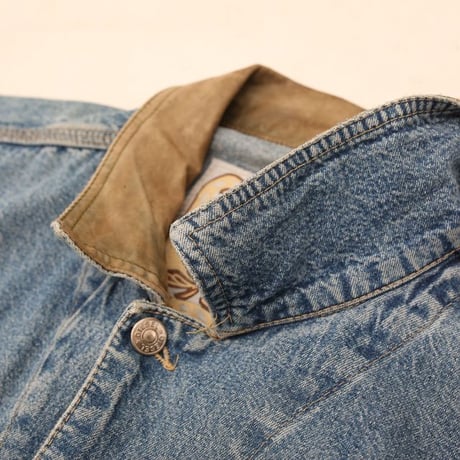 90s Diesel Leather Collar Denim Jacket MADE IN ITALY