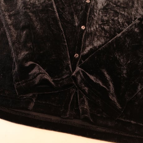 Black Velour Open-Collared Shirt