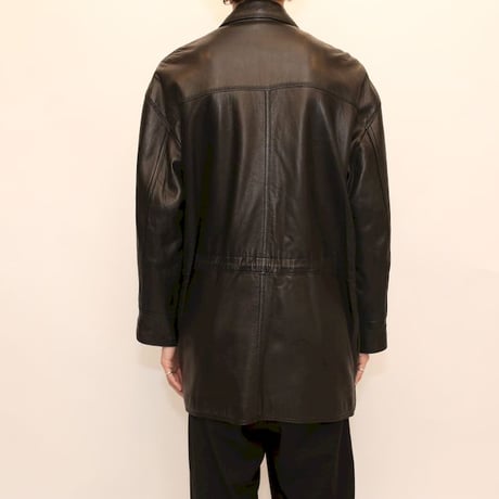 Next Stage Casual Black Leather Coat