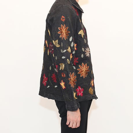 Black Denim Zip Up Jacket