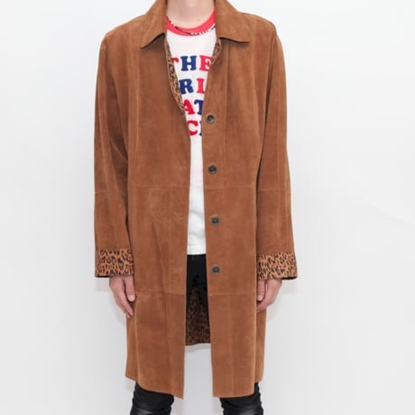Reversible Leopard Suede Leather Coat