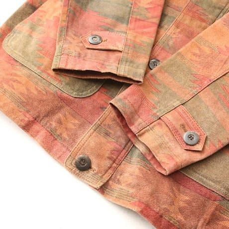 Native Pattern Suede Coat