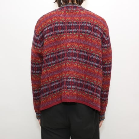 Patterned Wool Knit Cardigan