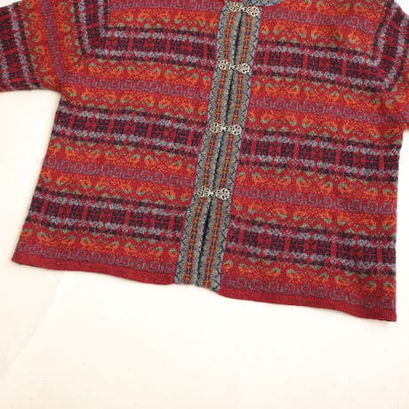 Patterned Wool Knit Cardigan