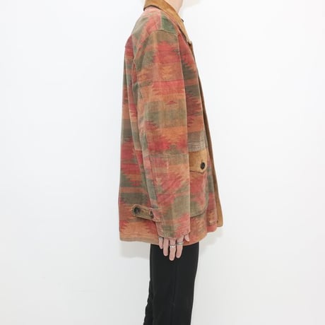 Native Pattern Suede Coat