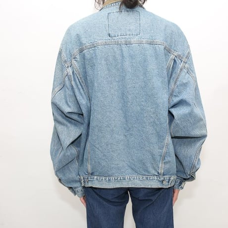 90s Diesel Leather Collar Denim Jacket MADE IN ITALY