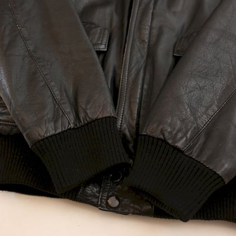 A-2 Type Black Leather Jacket Boa Lining