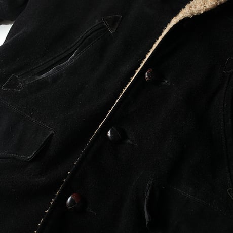 Schott Black Suede Boa Coat