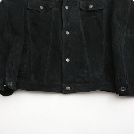 Vintage Trucker Type Black Suede Jacket