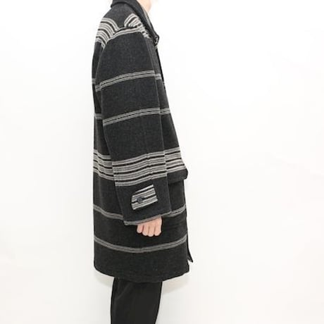 Border Pattern Wool Coat Made In Italy