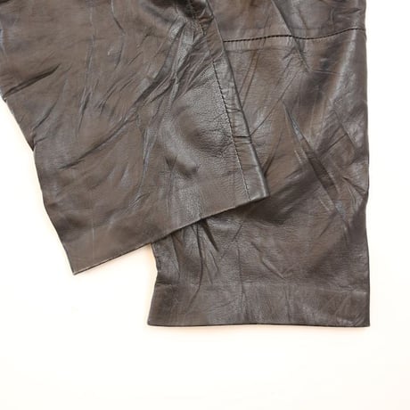 1tuck Black Leather Pants