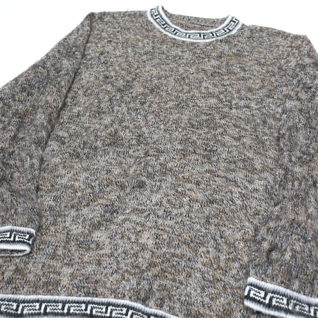 Greca Pattern Alpaca Wool Knit Sweater