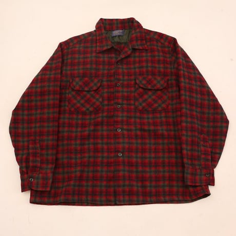 60's Pendleton Open Collar Wool Checked L/S Shirt