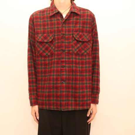60's Pendleton Open Collar Wool Checked L/S Shirt