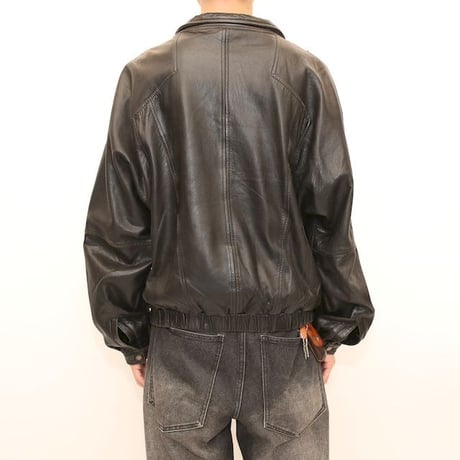 Black Lamb Leather Jacket Loose Silhouette