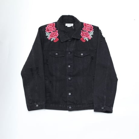 Embroidery Black Denim Jacket