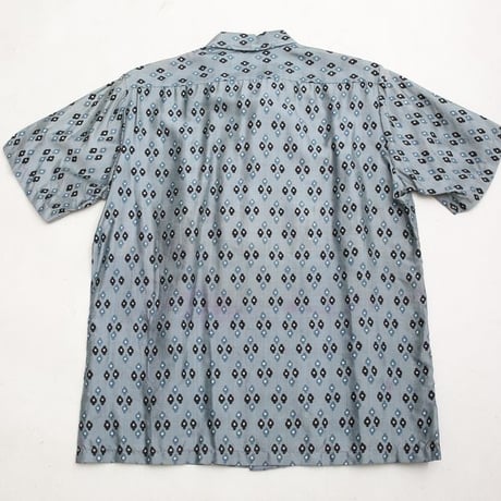 Vintage Patterned Open Collar Silk S/S Shirt