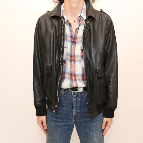 A-2 Type Black Leather Jacket Boa Lining