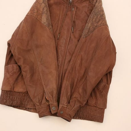 Patchwork Design Brown Leather Jacket