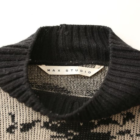 Max Studio Mock Turtleneck Art Knit Sweater