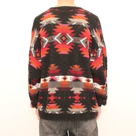 Woolrich Native Pattern Ramie Cotton Hand Knit Sweater