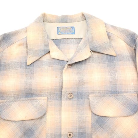 70's Pendleton Open Collar Wool Checked L/S Shirt