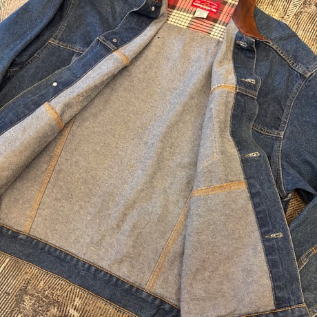 Marlboro Leather Collared Denim Jacket Loose Silhouette