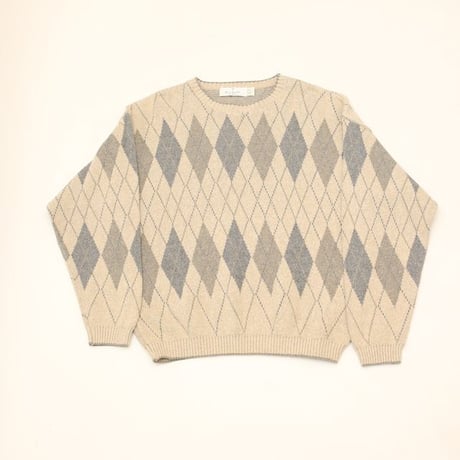 Cotton×Acrylic Argyle Knit Sweater